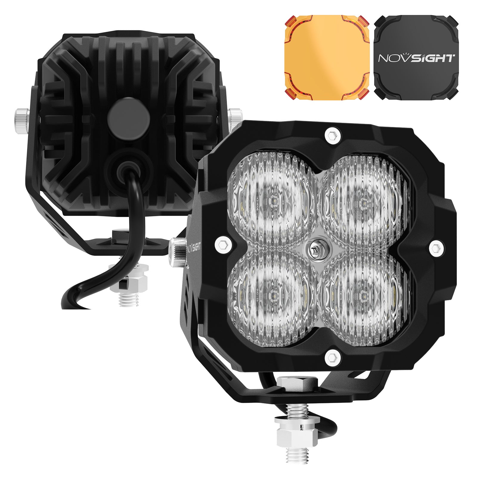 NOVSIGHT WL1 Laser Gun 40W 4600LM White & Amber Yellow 2-in-1 For Motorcycle Jeepney Cars Mini Driving Light OSRAM LED Chips LED Work IP67 Waterproof Car spotlights