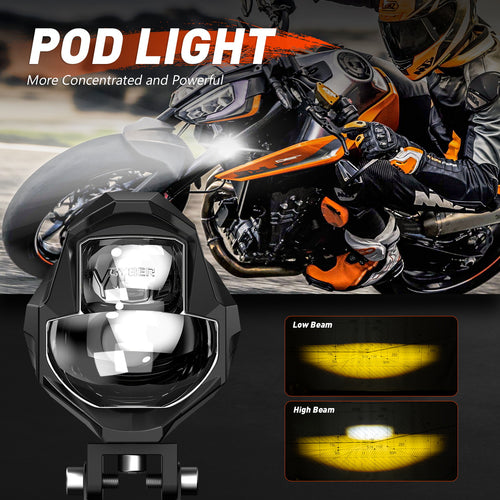 Novsight WL13 All Weather Dual Color High Beam & Low Beam Beam 6500K 3000K 45W 3500LM Motorcycle Off-road Round Light Bar LED Pod lights