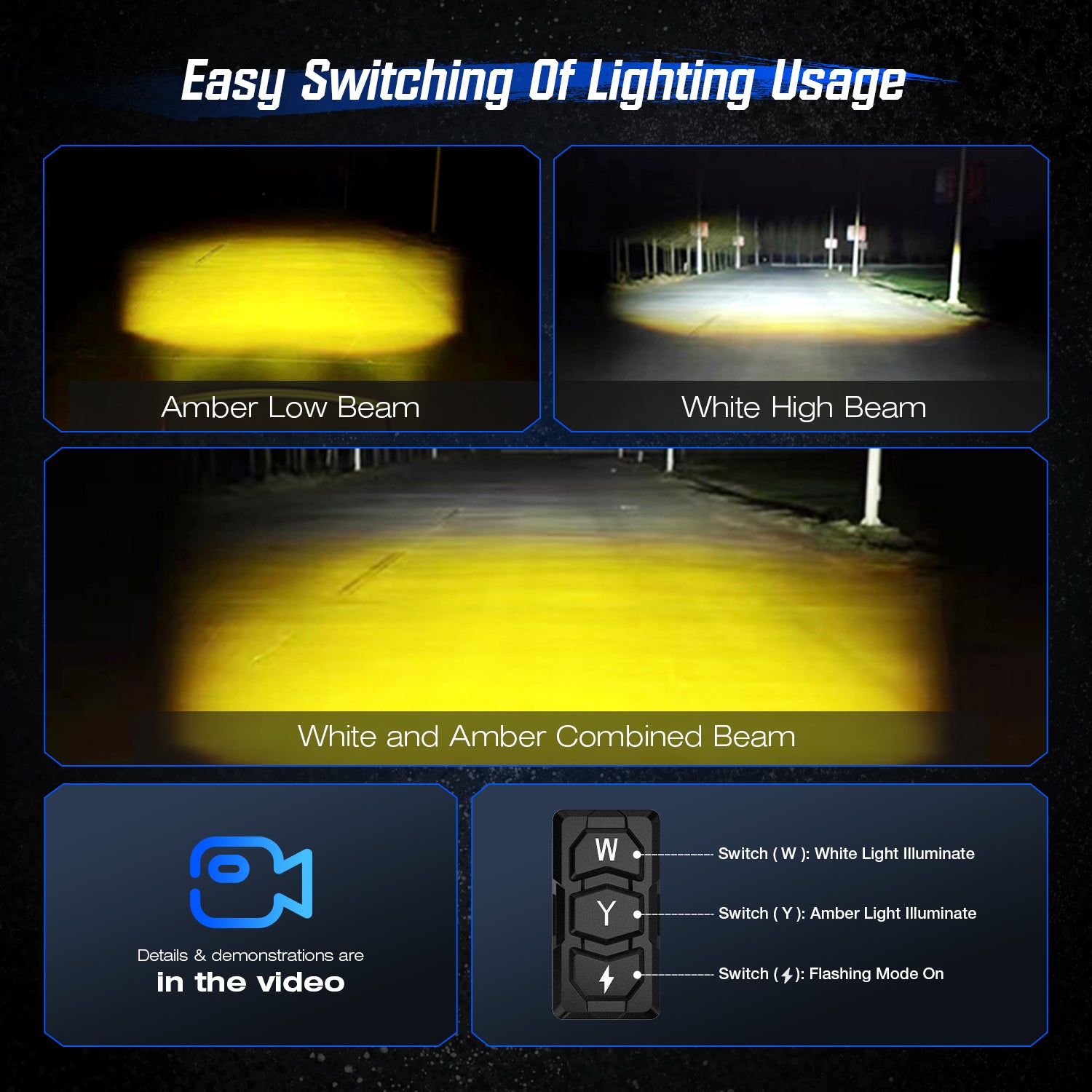 Novsight WL1-1D Laser Gun 2PCS 40W 4000LM White & Yellow Flashing mode 2-in-1 For Motorcycle Jeepney Cars Mini Driving Light LED Work IP68 Waterproof Car spotlights