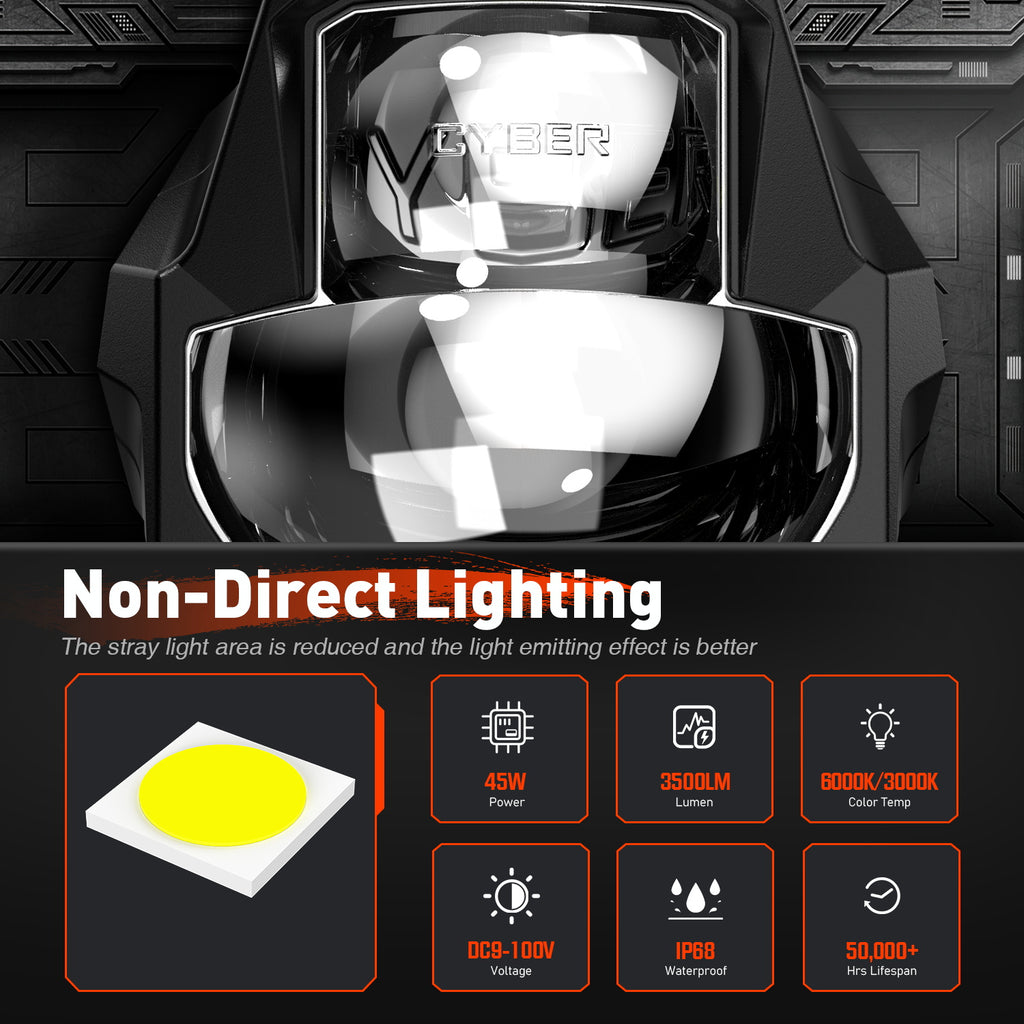 Novsight WL13 All Weather Dual Color High Beam & Low Beam Beam 6500K 3000K 45W 3500LM Motorcycle Off-road Round Light Bar LED Pod lights