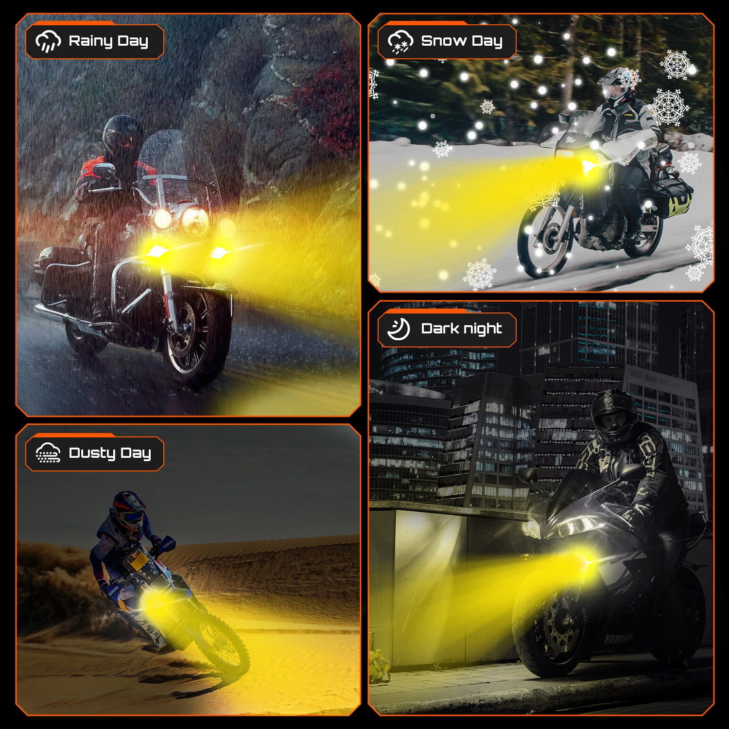 Novsight WL13 All Weather Dual Color High Beam & Low Beam Beam 6500K 3000K 45W 3500LM Motorcycle Off-road Round Light Bar LED Pod lights