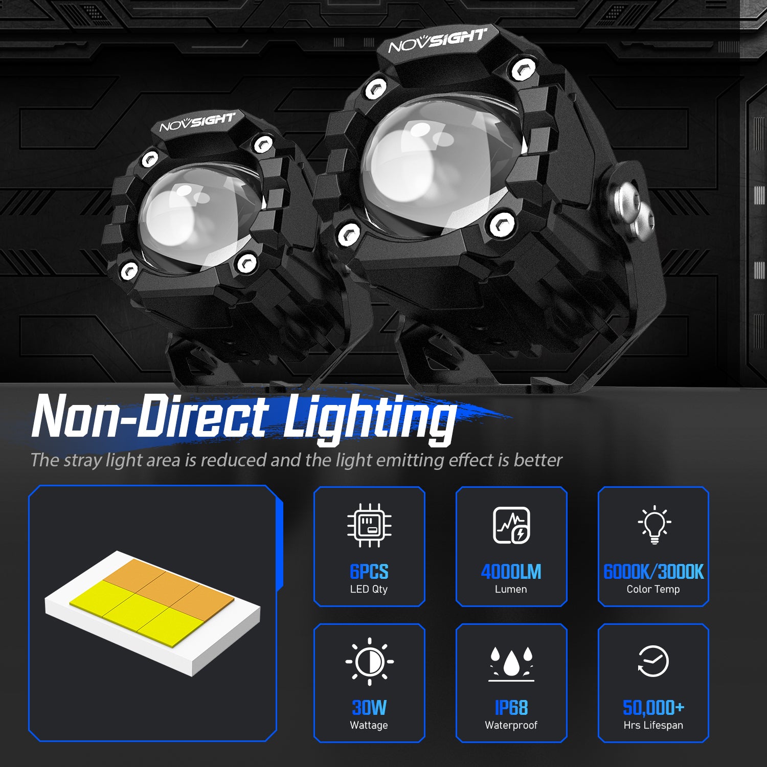Novsight WL1-1D Laser Gun 2PCS 40W 4000LM White & Yellow Flashing mode 2-in-1 For Motorcycle Jeepney Cars Mini Driving Light LED Work IP68 Waterproof Car spotlights