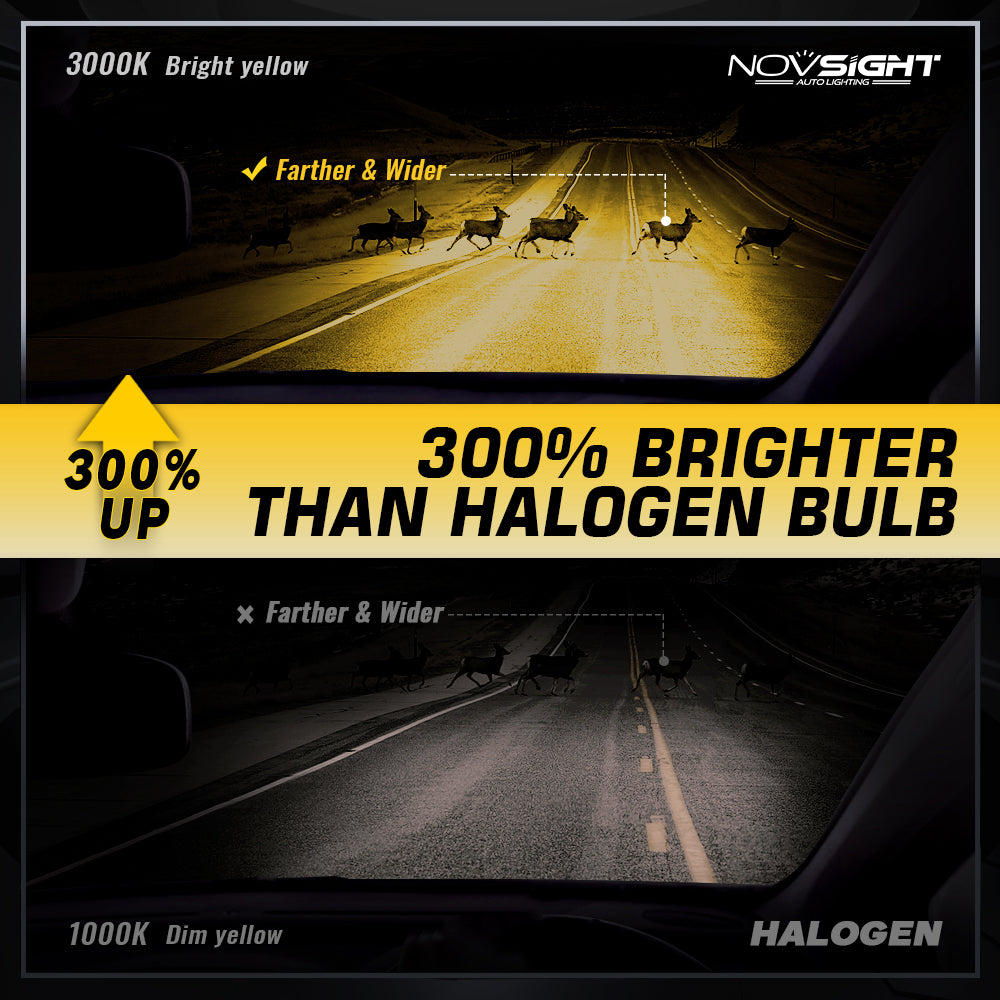 Novsight N50Y Yellow Fog Light H11 15000LM 70W Car LED Headlight Light 2Pcs