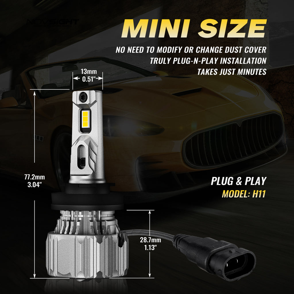 Novsight N50Y Yellow Fog Light H11 15000LM 70W Car LED Headlight Light 2Pcs