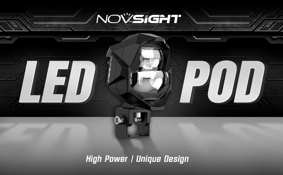 Novsight WL13 All Weather Dual Color High Beam & Low Beam Beam 6500K 3000K 45W 3500LM Motorcycle Off-road Round Light Bar LED Pod lights